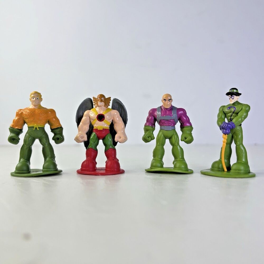 DC Comics Mini Figures Aquaman Hawkman Lex Luthor The Riddler 2 Inch Lot of 4